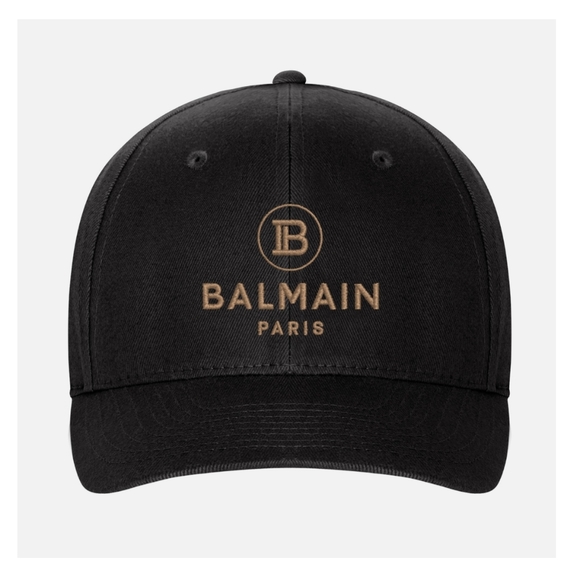 Balmain Accessories - Balmain Black and Gold Logo Cap